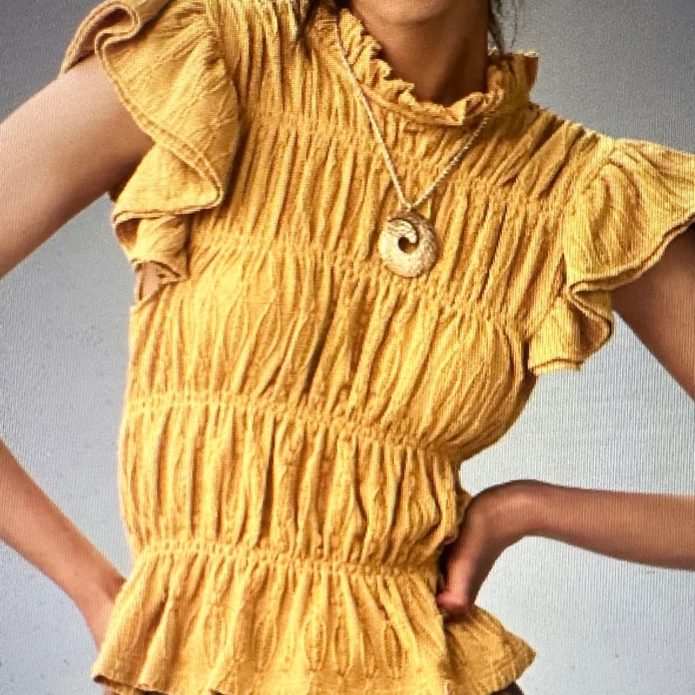 Anthropologie - Chic and stylish mustard ruffled top. NWT.